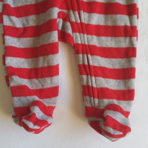 child of mine striped santa fleece zipper footie sleeper pajamas 0-3 months baby - Picture 5 of 6